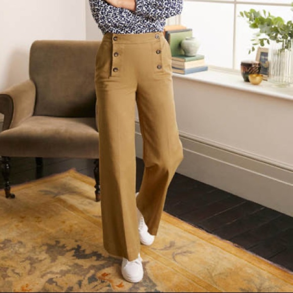 Boden Camel Cotton Runswick Sailor Trousers sz 12